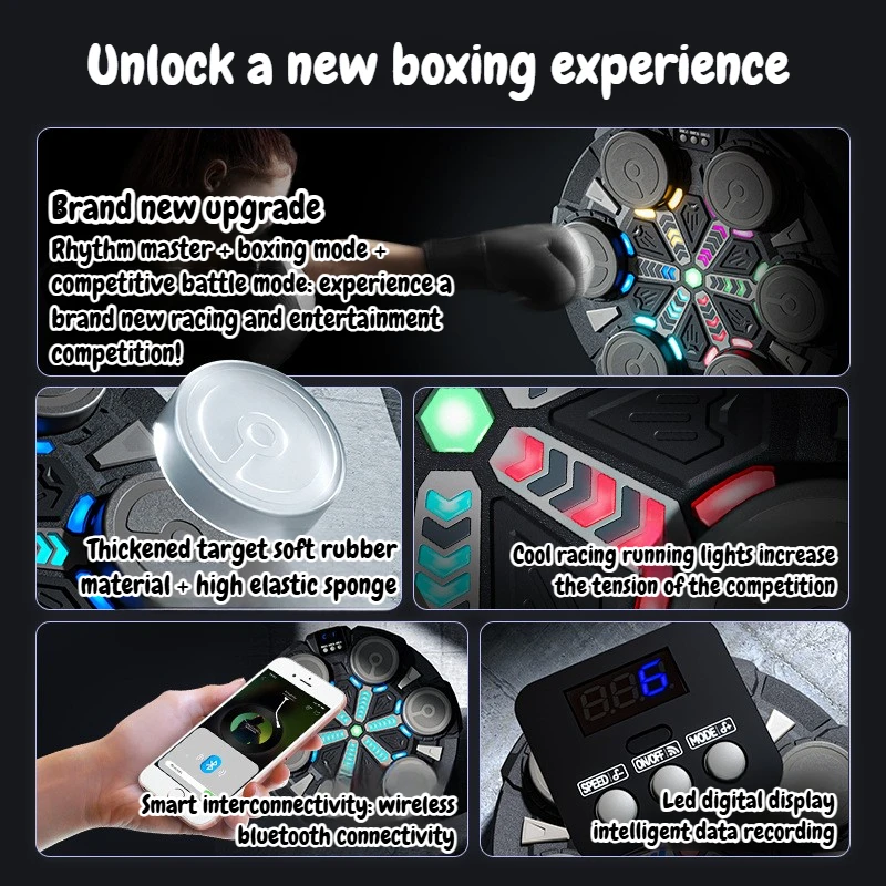 8 أنواع من آلة الملاكمة للموسيقى الذكية المثبتة على الحائط، متوفرة بتقنية البلوتوث تتميز تشغيل الموسيقى العاطفية والإضاءة الرائعة Ef #6