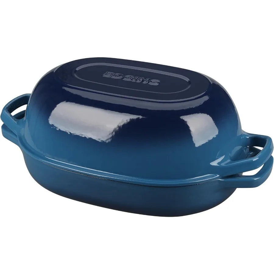 

Enameled Cast Iron Oval Dutch Oven Pot with Lid for Sourdough Bread Baking Oval Bread Pan 7qt Lake Blue Ideal for Home Bakers S