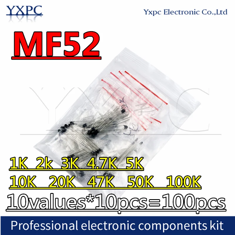 10pcs MF52 NTC-MF52AT 3950 3950K NTC Thermistor Thermal Resistor 5% 1K 2K 2.2K 3K 4.7K 5K 10K 20K 47K 50K 100K ohm