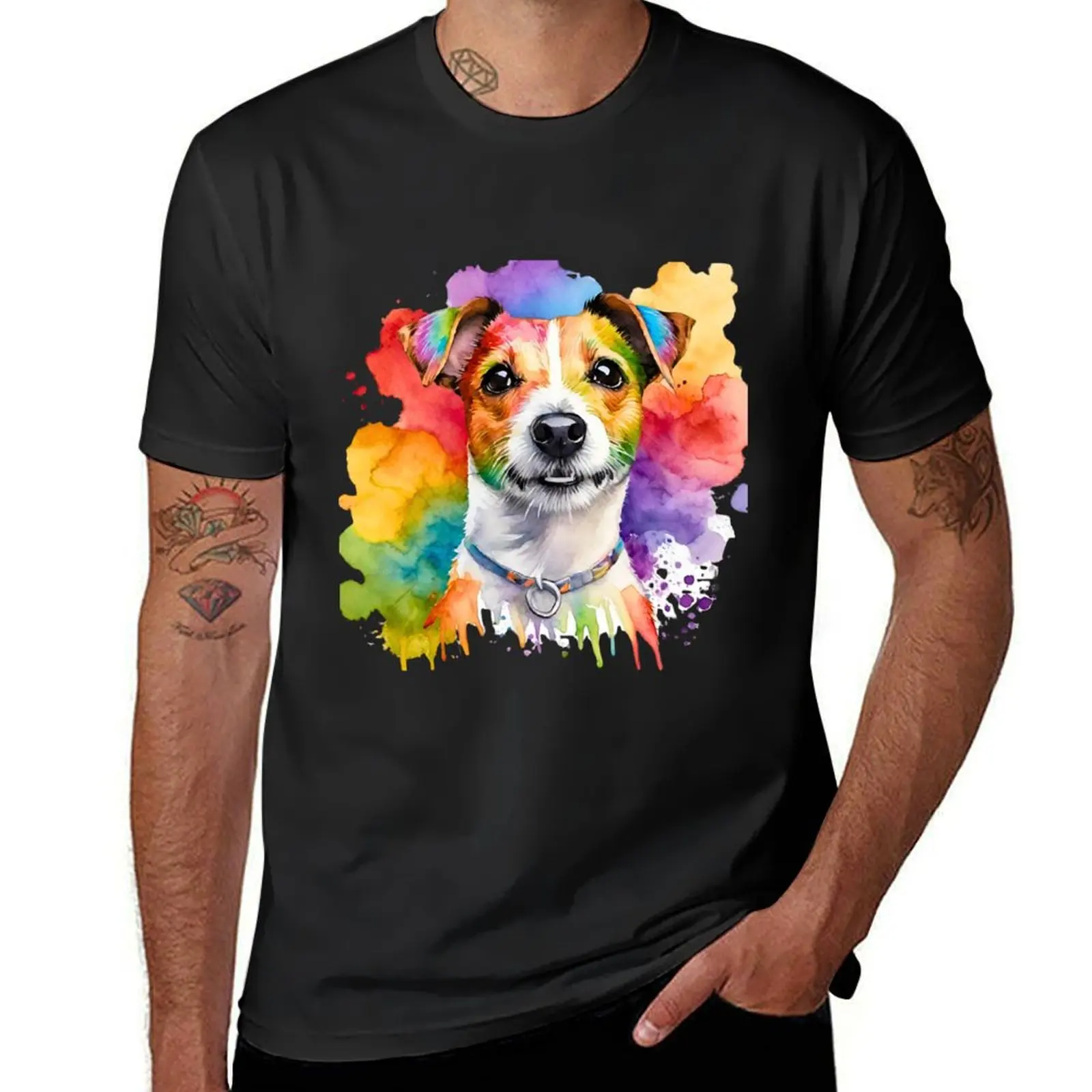 Jack Russell Terrier Watercolor Portrait T-Shirt boys animal print sweat oversized t shirt men