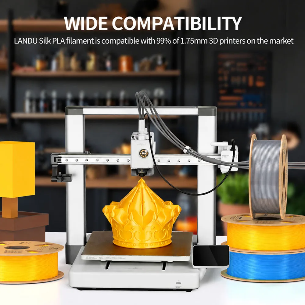 LANDU Silk PLA Filament 1.75mm 1KG, 3D Printer Filament 1kg Gold Silver Copper Filamento PLA Silk for FDM 3D Printing Materials 5