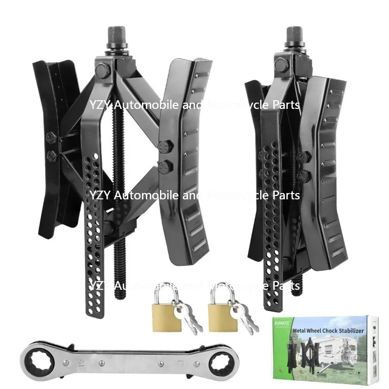

Новый стабилизатор колес для автодомов, сверхпрочный металлический фиксатор шин, блокиратор колес автомобиля 2 шт. с ключом и аксессуарами