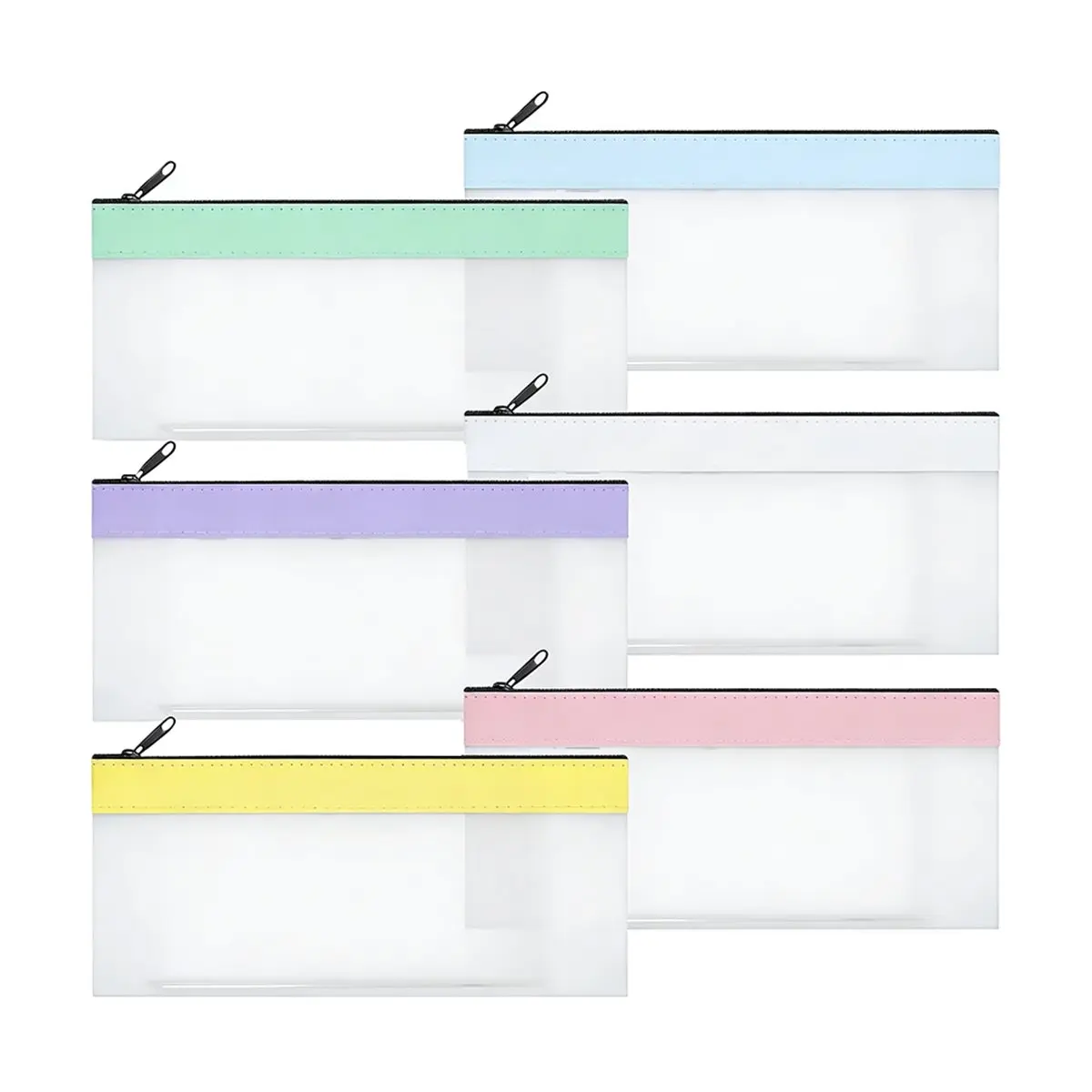 【New User-Coupon!】6 Pieces Money Bags with Zipper, Cash Envelopes 7.8x3.9 Inch, Multi-Purpose Money Pouch Clear Bank Deposit Coi