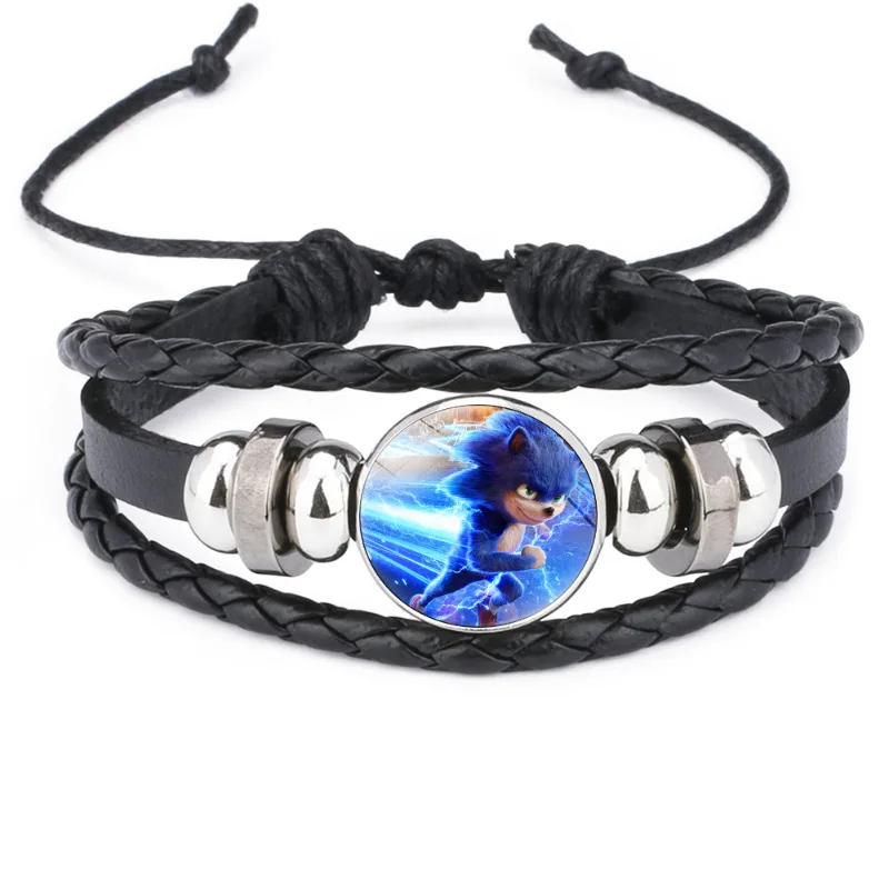 Cartoon Anime Cartoon Sonic The Hedgehog Black Multi-layer Bracelet for Men Women Braided Summer Bracelet New Trend Jewelry