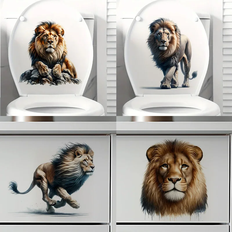 T2058#Lion Toilet Stickers Decoration for Living Room, Wall, Bedroom, and Home Decor Car Decals Self-Adhesive