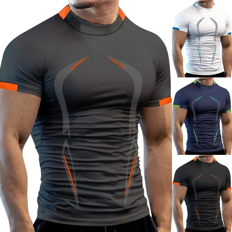 Fitness Gym T Shirt Men Quick Dry Running Shirt Compression Sport Shirt Male Gym Workout Sport Short Sleeve Summer T-shirt Men