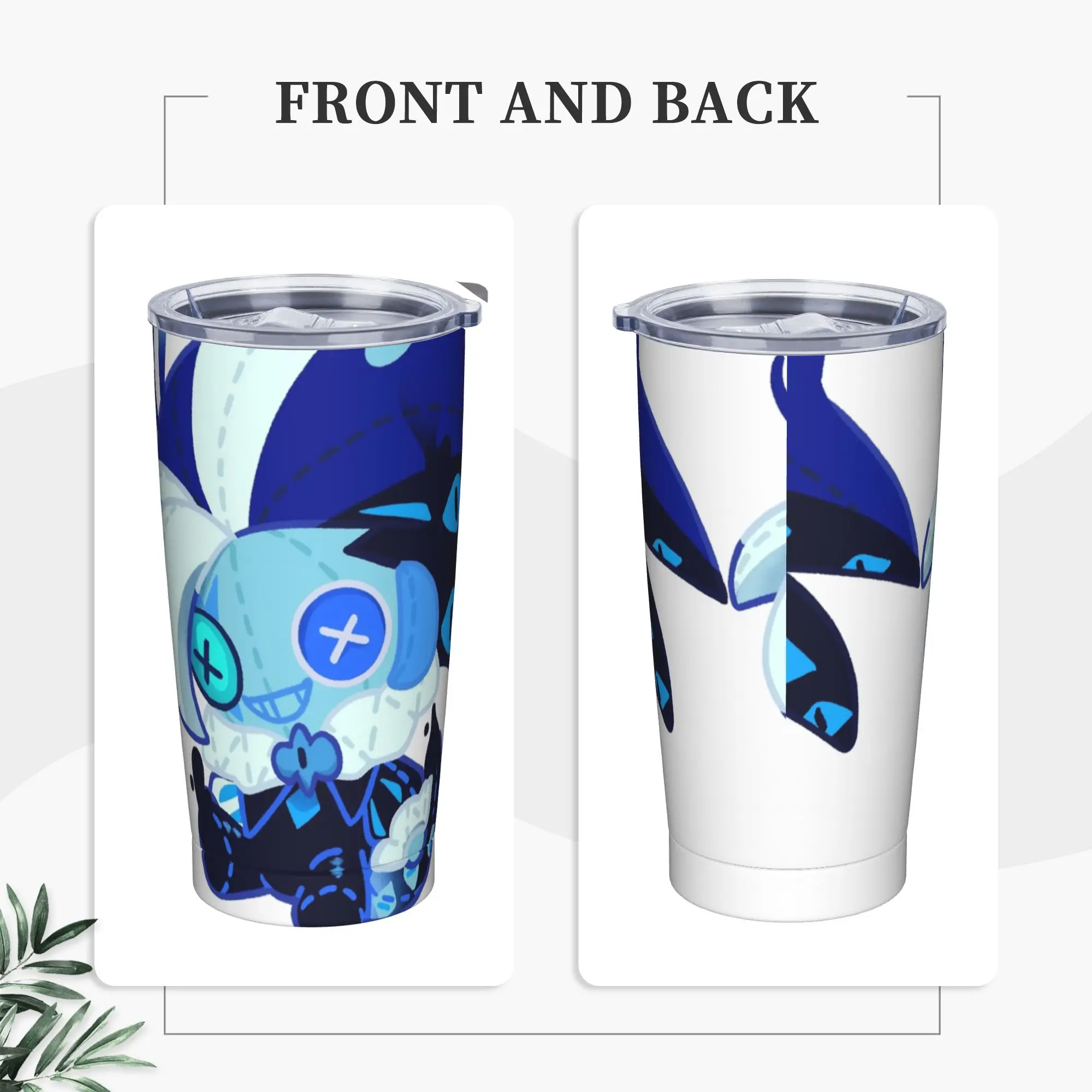 Shadow Milk Cookie Doll Insulated Tumbler with Straws Cookie Run Kingdom Vacuum Thermal Mug Double Wall Hot Cold Drinks Cup 20oz