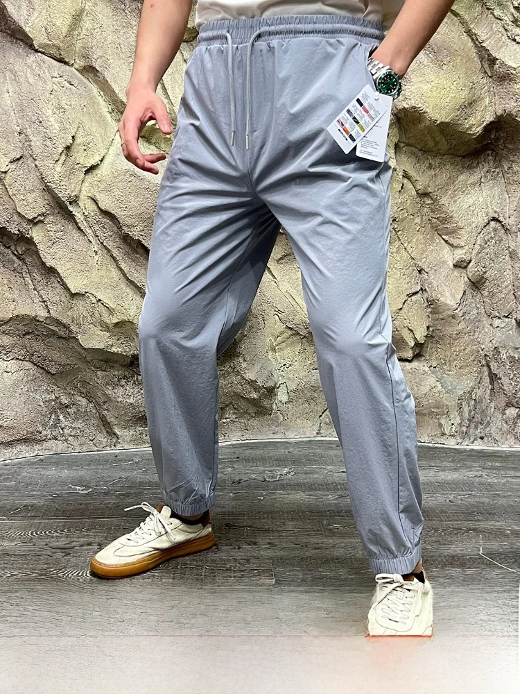 

Lightweight Qui Dry Tech Couple's Casual Pants Men's Elastic Dstring Breathable Spring Summer Straight Leg Zipper Waist