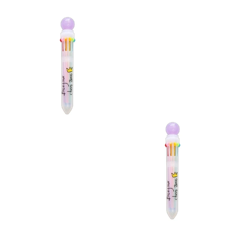 น่ารักปากกาสีสิบสีในหนึ่งกดปากกาลูกลื่นน่ารักบาร์เรลเขียนเรียบสำหรับวางแผนการเขียนบันทึกการจดบันทึก