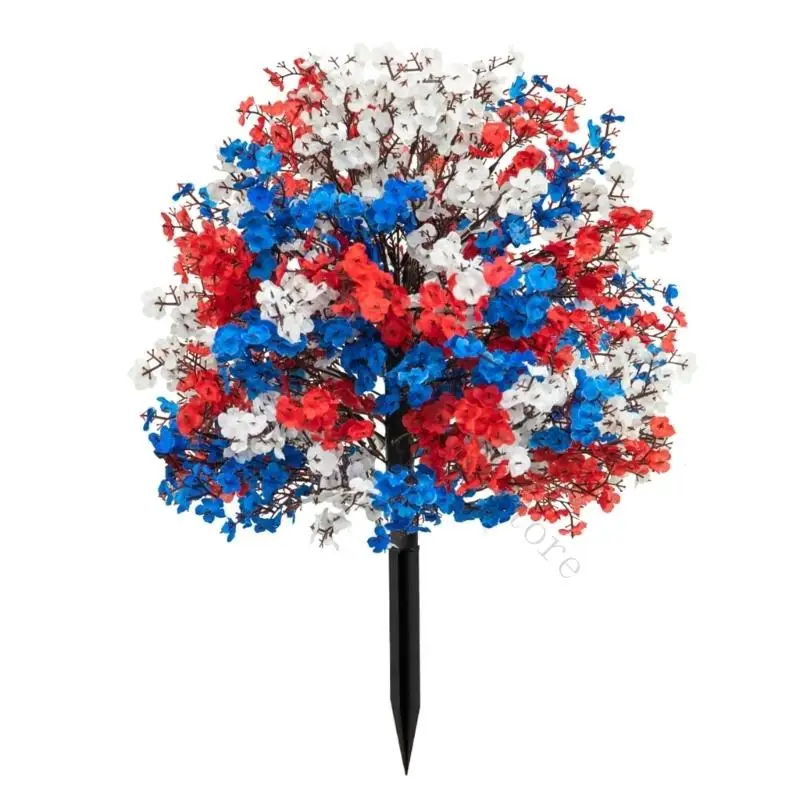 51cm Generic Simulated Ground Stake Flower Independence Day Themed Artificial Gypsophila Floor Flower Stand for Courtyard