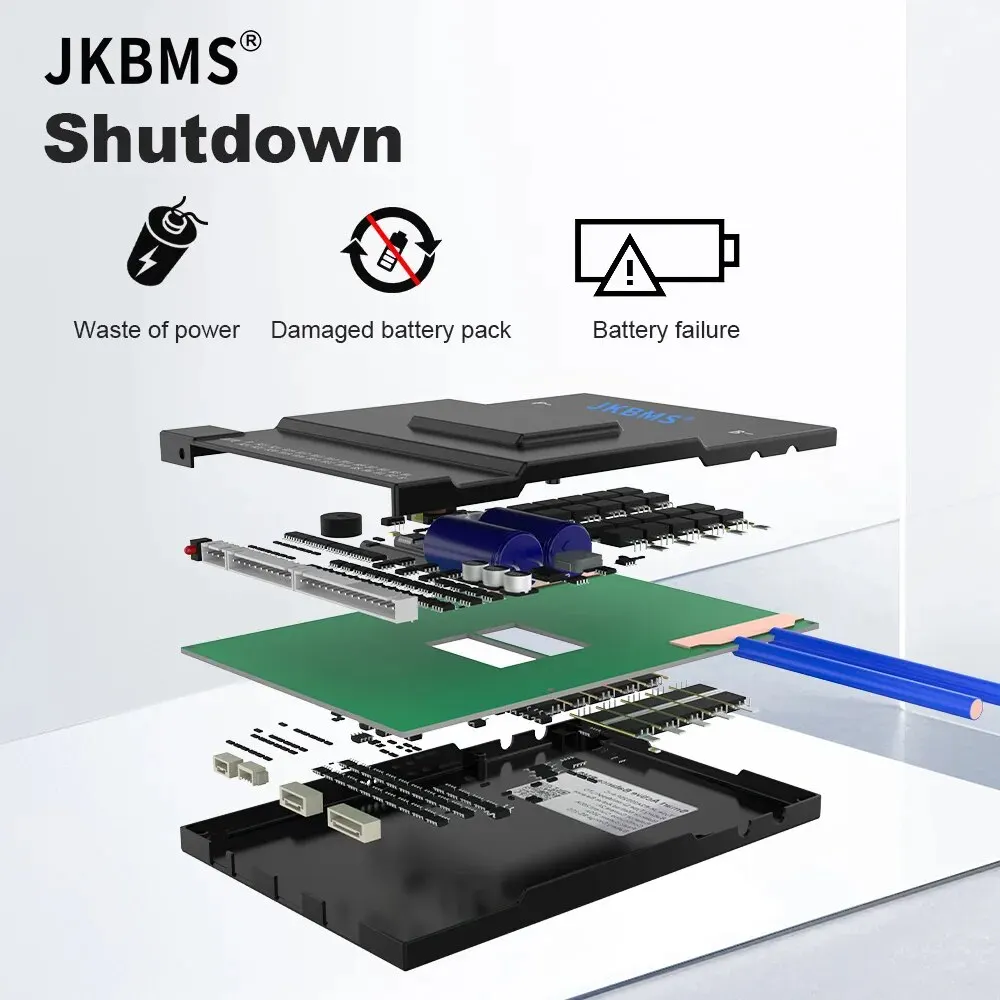 Armazenamento ativo da bateria do equilíbrio BMS de JK, BMS, B2A20S20P, BMS, 2A, BALANÇO BMS cursivo, 200A, Bluetooth, 36V, 48V, 60V, LiFePO4, Li-íon, LTO, 18650