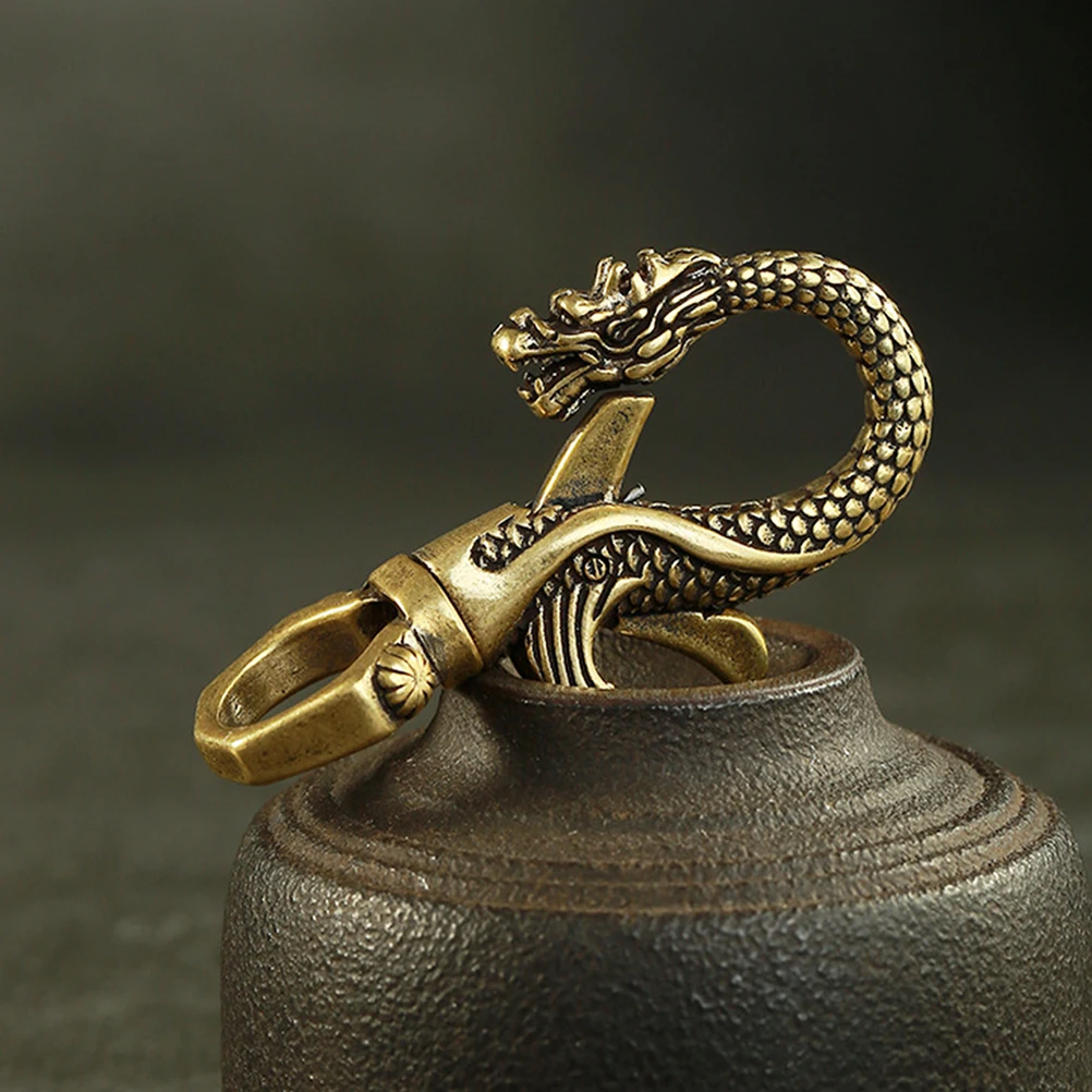 

Dragon Key Chain Clasp Brass Phoenix Buckle Golden Heavy Duty Sturdy Vintage Design for Backpacks Belts Keys Durable Corrosion