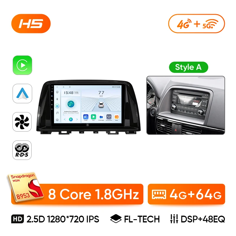 Ainavi autoradio voor Mazda CX5 CX-5 2012 2013 2014 2015 draadloze Carplay Android Auto stereo multimediaspeler WiFi 4G 2 Din - afbeelding 1