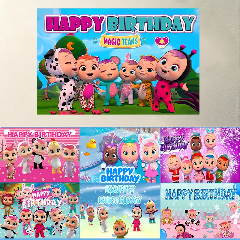 Happy Birthday Cry BBaby Party-Hintergrund Kindergeburtstag Banner Kuchentisch-Dekoration Zubehör und Foto-Requisiten