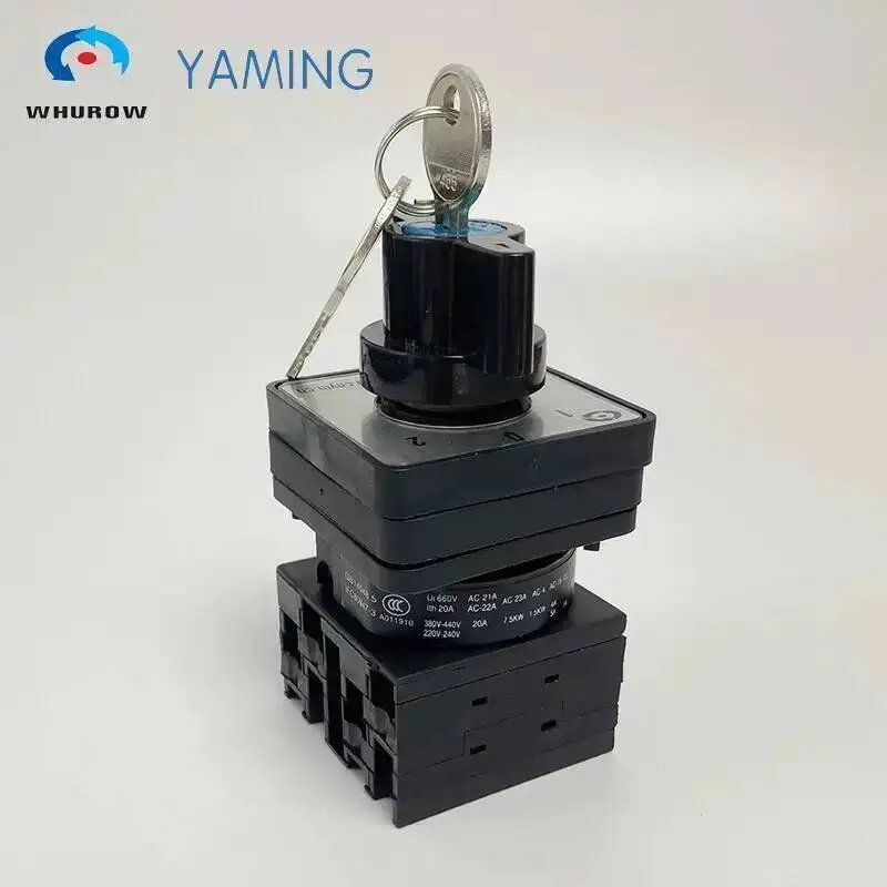 Rotary Changeover Cam Switch 2/3 Positions With Key 690V 20A Selector Control Circuit Power Control LW42 YMW42S