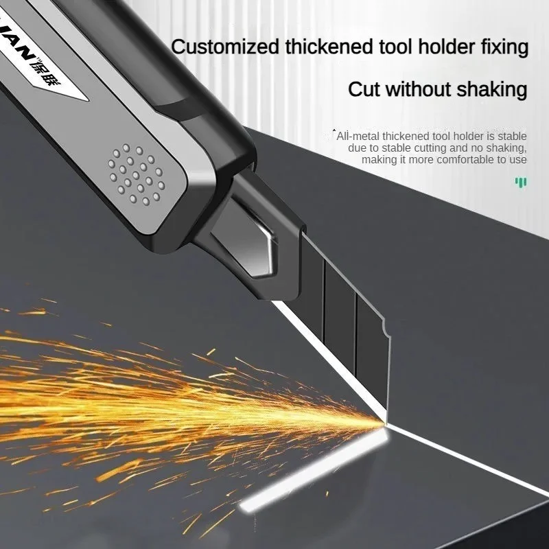 Baolian Utility Paper Cutters Knife Portable Pocket Box Cutter Retractable Paper 80MM Solid Metal Blade DIY Sharp Knife Tools