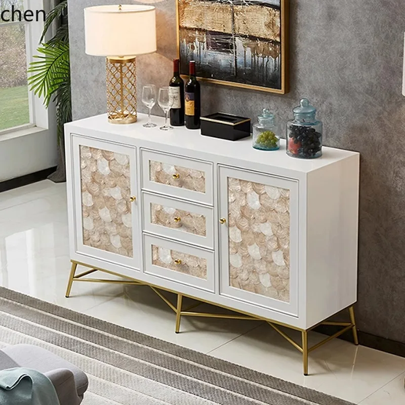 YFY  Sideboard Tea Cabinet Modern Simple Three Drawers Two Doors Dining Room Preparation Storage Cabinet