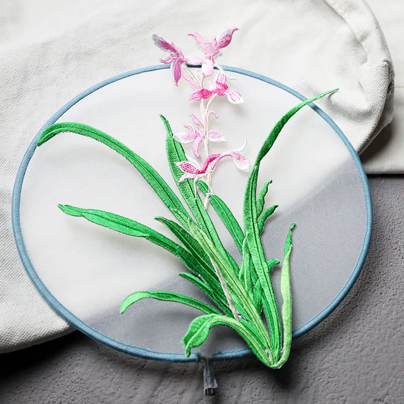 19 X 24.5CM Orchid Flower Patch Iron on Applique Floral Patch for Clothes Fabric Iron to Stick DIY Coat Jeans Accessories