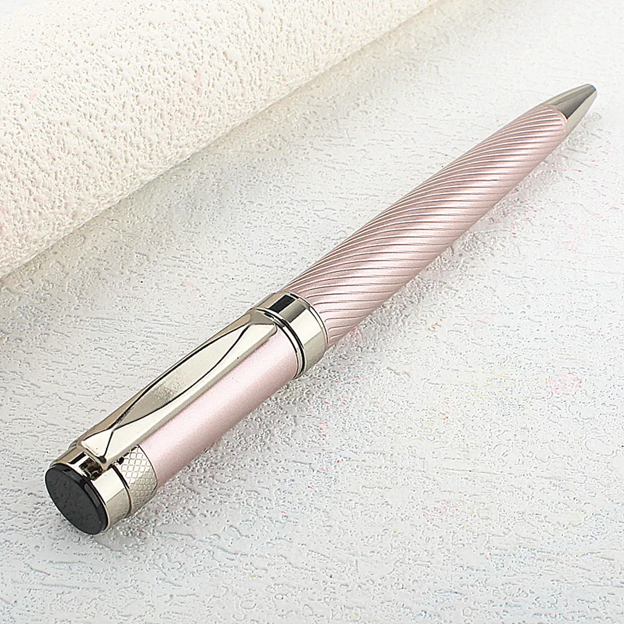 High Quality Rose pink Ball Point Pen Twist Classic Pattern Stationery Office School Supplies Writing Ink Pens