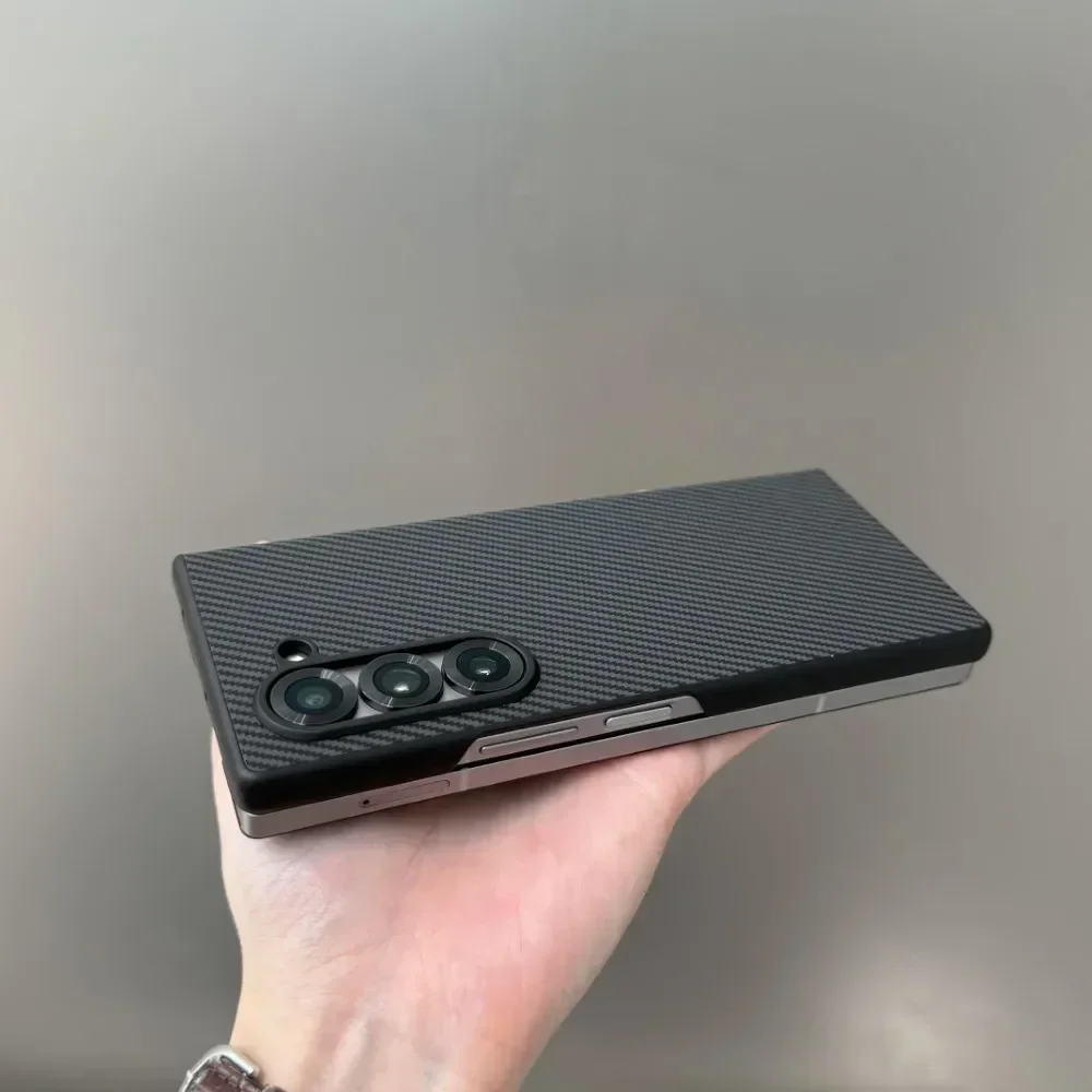 Luxury Matte Carbon Fiber Pattern Leather Folding Holder Case For Samsung Galaxy Z Fold 6 5 4 Shockproof Hard Cover Accessories image 6