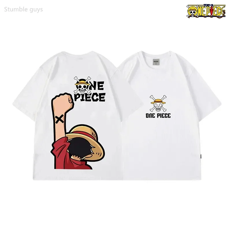 Fashion Men's One Piece Anime T-Shirt Luffy Gear 5 Graphic Print Short Sleeve Casual Streetwear Kids Summer Daily Outfits
