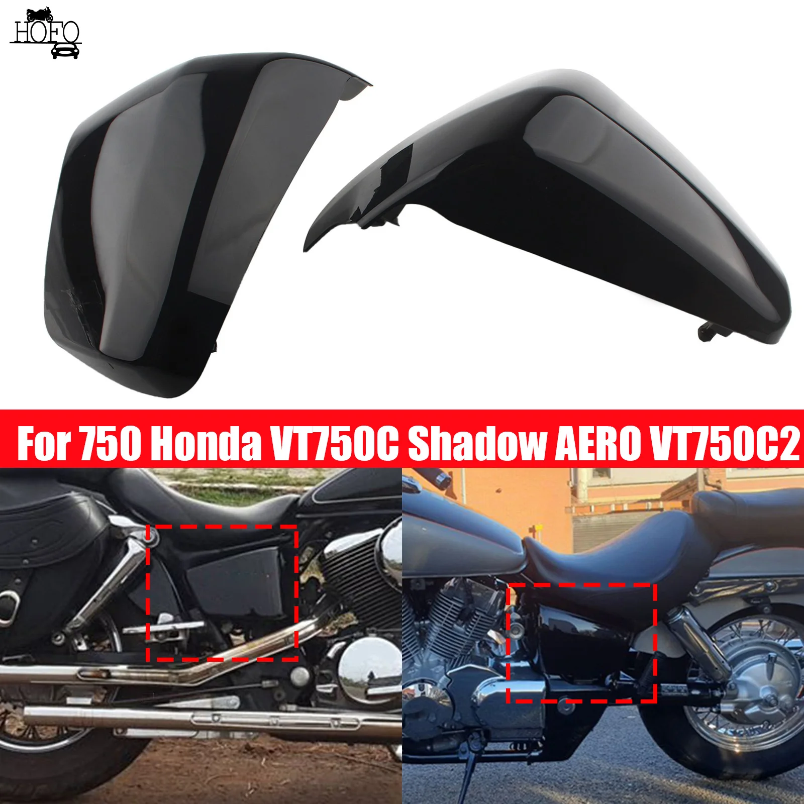 

2PCS ABS Plastic Chrome/Black Battery Side Fairing Covers For 750 Honda VT750C Shadow AERO 2004-2013 VT750C2 Shadow Spirit