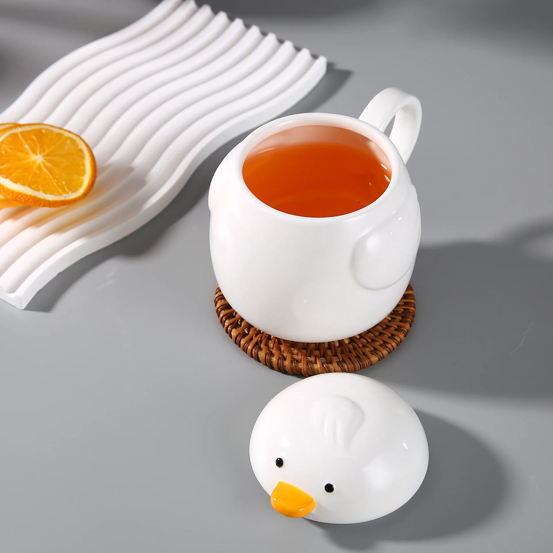 Instagram\'s New Little Yellow Duck Ceramic Cup Creative Cartoon Home Comes with A Spoon and A Simulated 3D Little Duck Mug