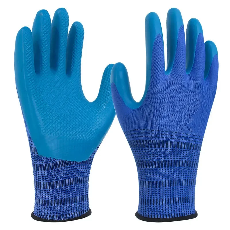 Guantes de trabajo de súper agarre, manoplas de goma recubiertas, antideslizantes, impermeables, resistentes al desgaste, para constructor de reparación de jardín, 1 par