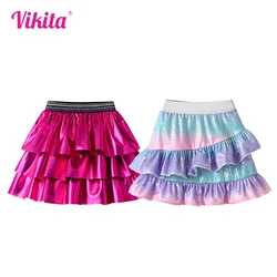 VIKITA Girls Mini Skirts Kids Ballet Performance Princess Layered Skirt Kids Birthday Party Ball Gown Children Clothing 3-10 Yrs