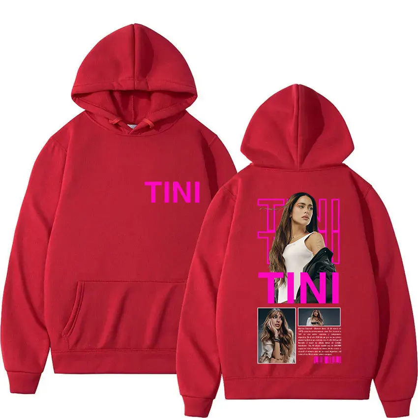 المغني TINI Fectura Tour 2025 Merch هوديي الرجال النساء خمر كنزة بمقاس كبير البلوز عادية عالية الجودة كم طويل هودي