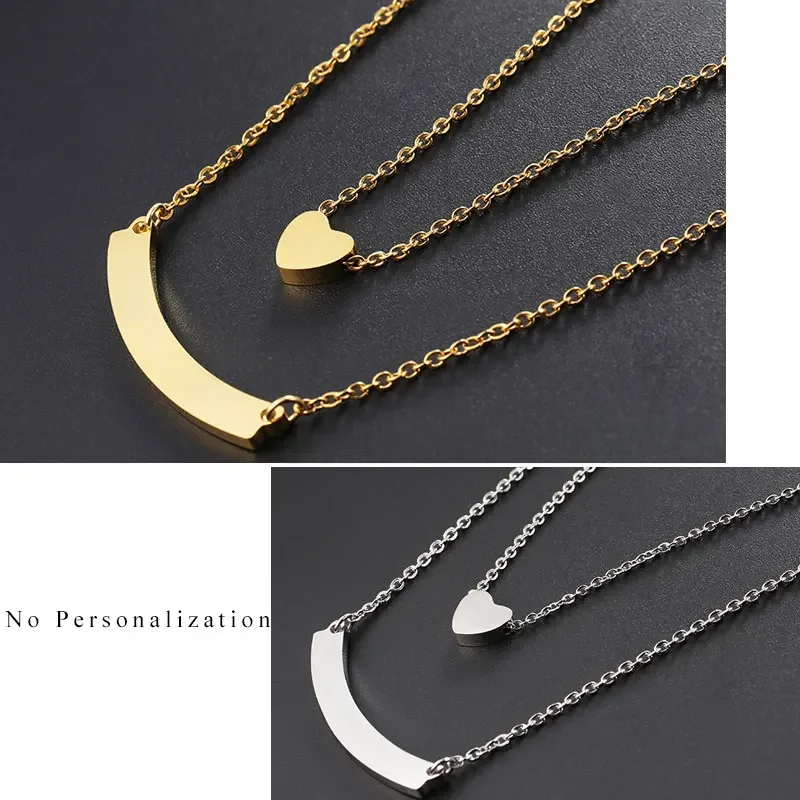 U7 Personalized Blank Bar Necklace Stainless Steel Necklace Custom Name Plate  Pendant Chain 22 inch Engraved Jewelry QC24