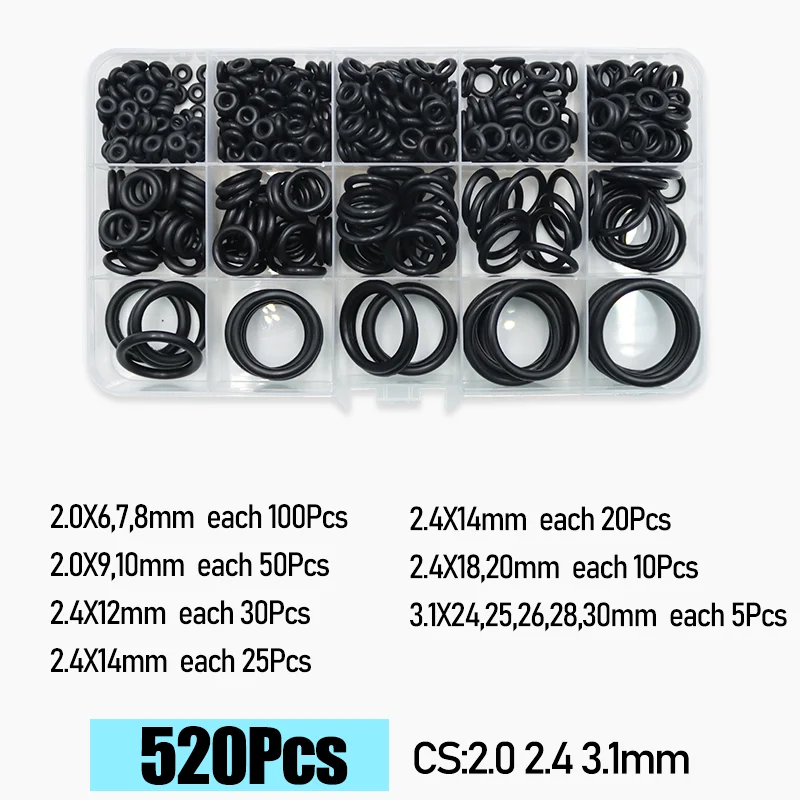 Cs 1,0-4,0mm gummi o ring hochwertige dichtung scheibe balck nbr o-ring Sanitär dichtung auto klimaanlage öl beständiger our kit – Detail 9