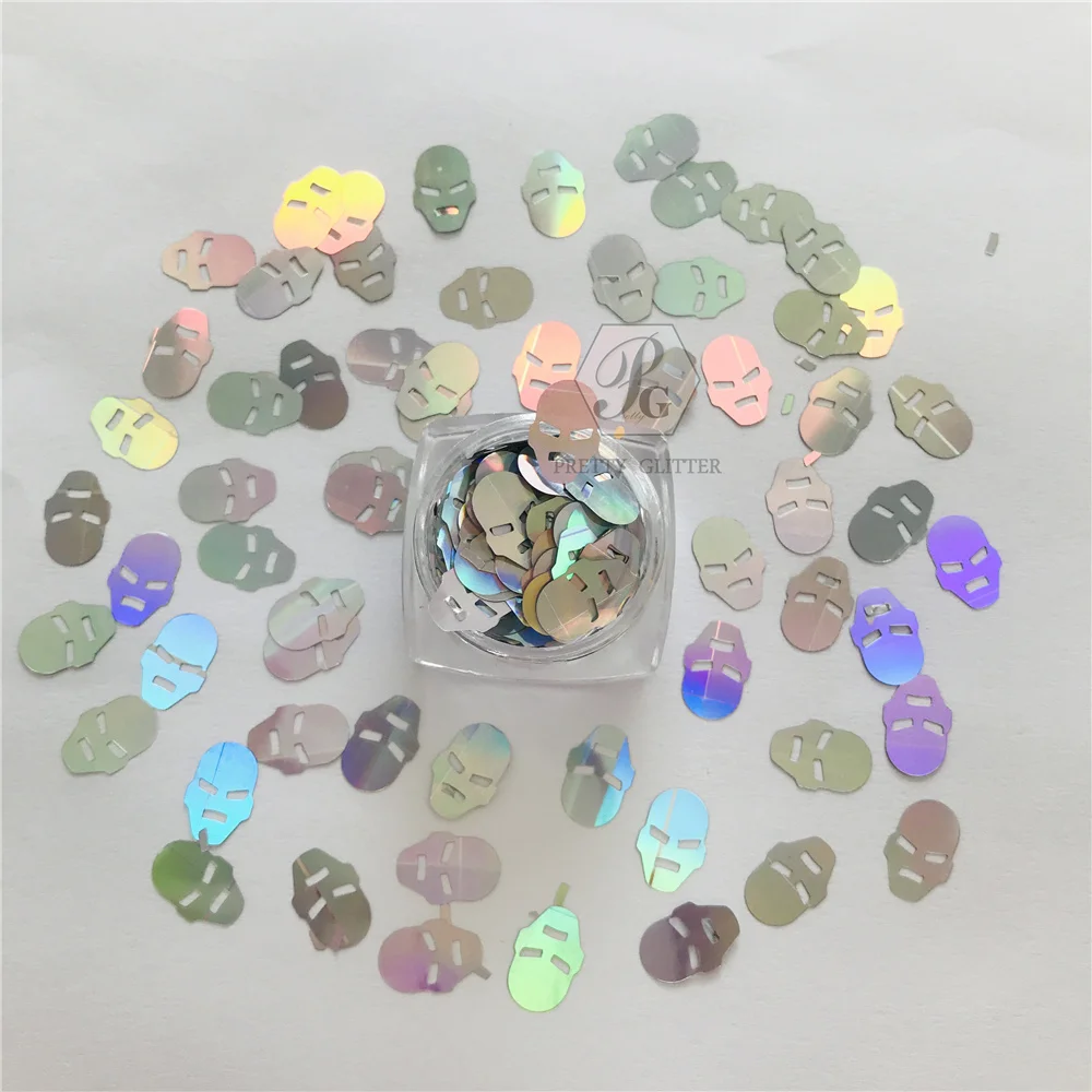 PrettyG-Superman's Head Shape Holographic Glitter Sequins, DIY Making, Art Craft, Nail Makeup, Acessórios de Decoração, 1 Caixa