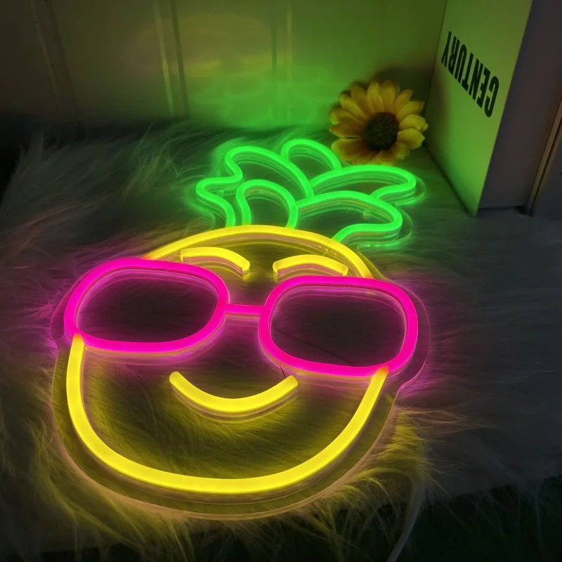 Pineapple neon, USB powered, brightness adjustable, suitable for bars, restaurants, summer parties, etc
