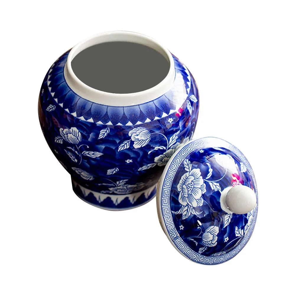 

Delicate Blue and White Porcelain Storage Jar Ceramic Tea Canister Household Multi-Function Kitchen Storage Canister