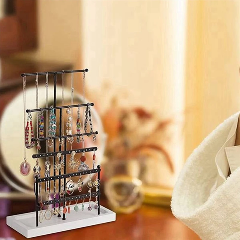 

Jewelry Organizer Tabletop Jewelry Holder Earring Necklace 6 Tier Jewelry Tree Display Stand With Tray