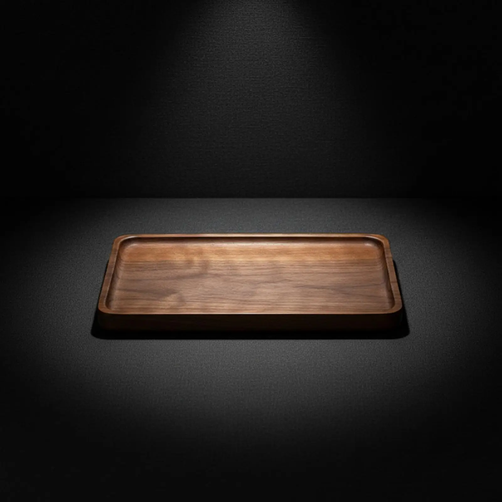 Plateau de service en noyer noir pour le thé, le café et les collations, plateau rectangulaire en bois avec rebord surélevé pour la table du petit-déjeuner