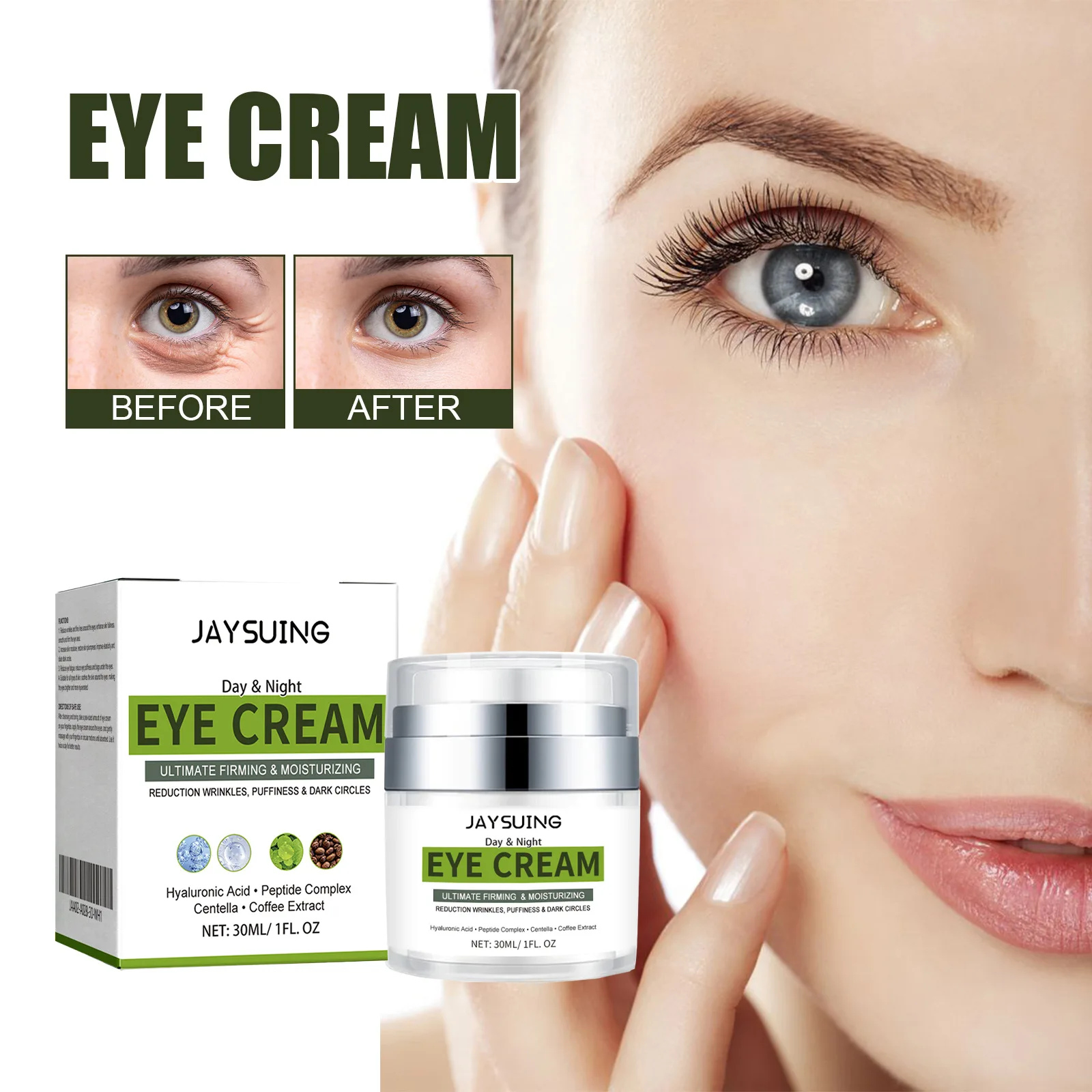 Crème réparatrice aux peptides pour les yeux, élimine les ridules et les cernes, hydrate, resserre, domine et hydrate la peau