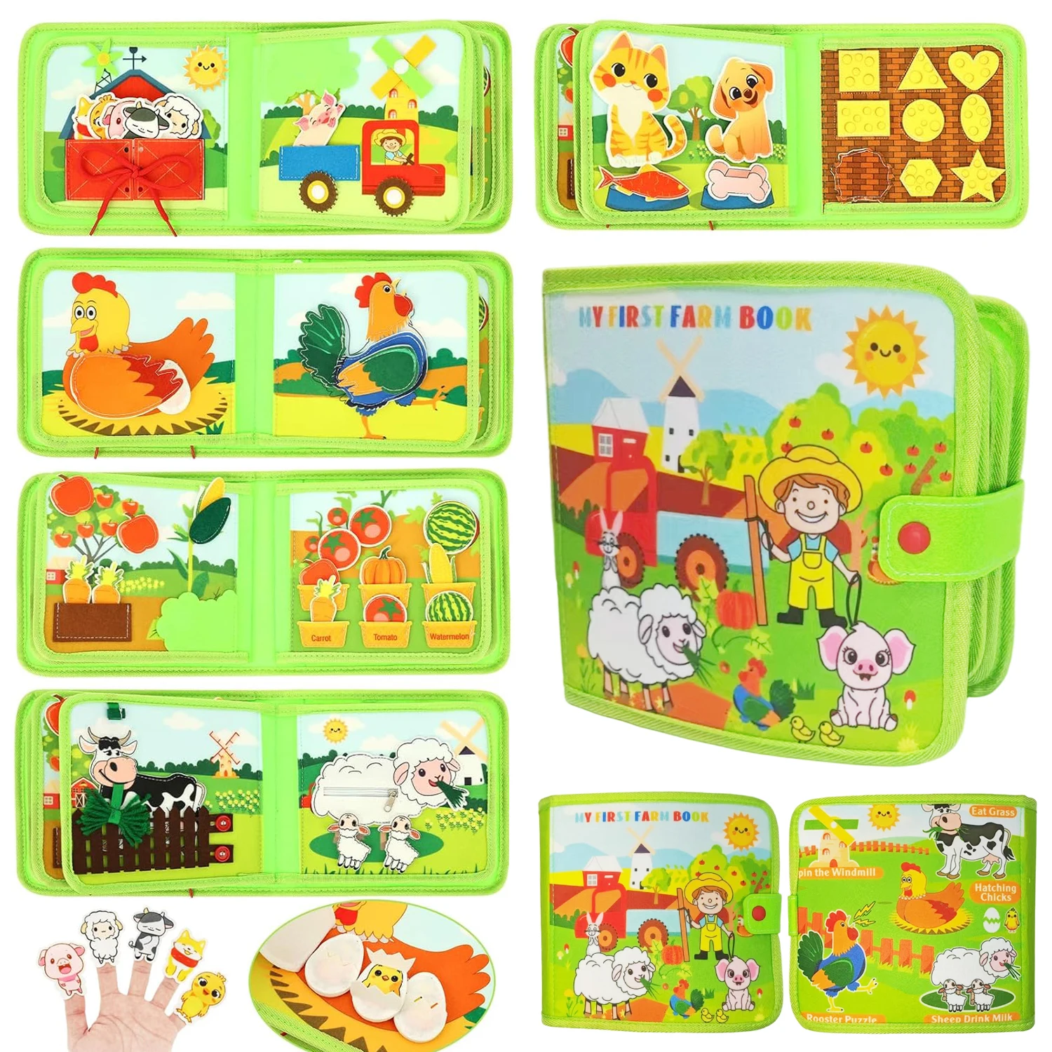 Children's baby early education intelligence learning baby toys felt learning board, busy board, busy book, cloth book, including life skills, alphabet, numbers, shapes colors, animals, weather, toddler travel toys, birthday gifts, holiday gifts
