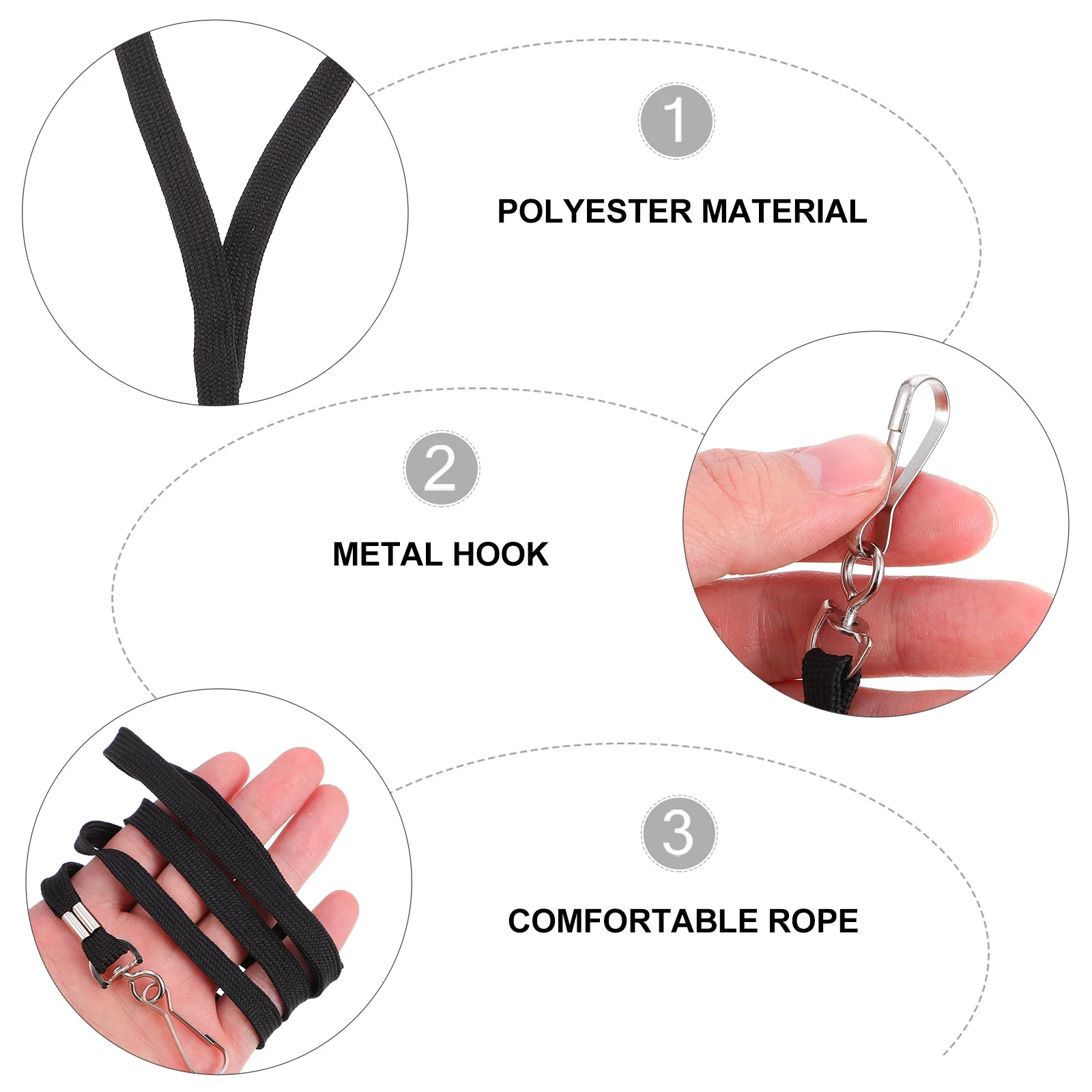 

50Pcs Badge Lanyard Black Id Name Badge Lanyards Comfortable Light Neck Lanyard for Employee Id Tags Nurse Name Cards Exhibition