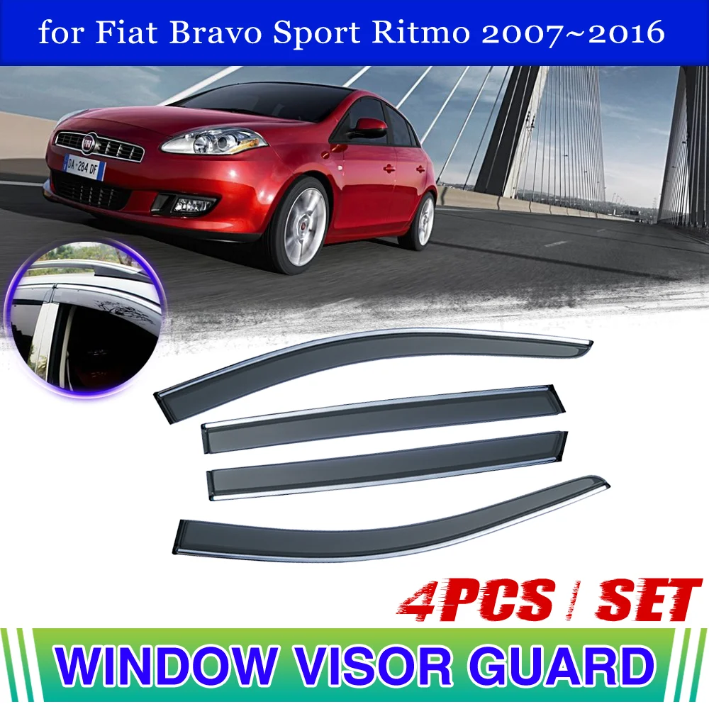 Car Window Visor for Fiat Bravo Sport Ritmo 2007~2016 2008 Door Vent Smoke Awning Sun Rain Eyebrow Sticker Deflector Accessories