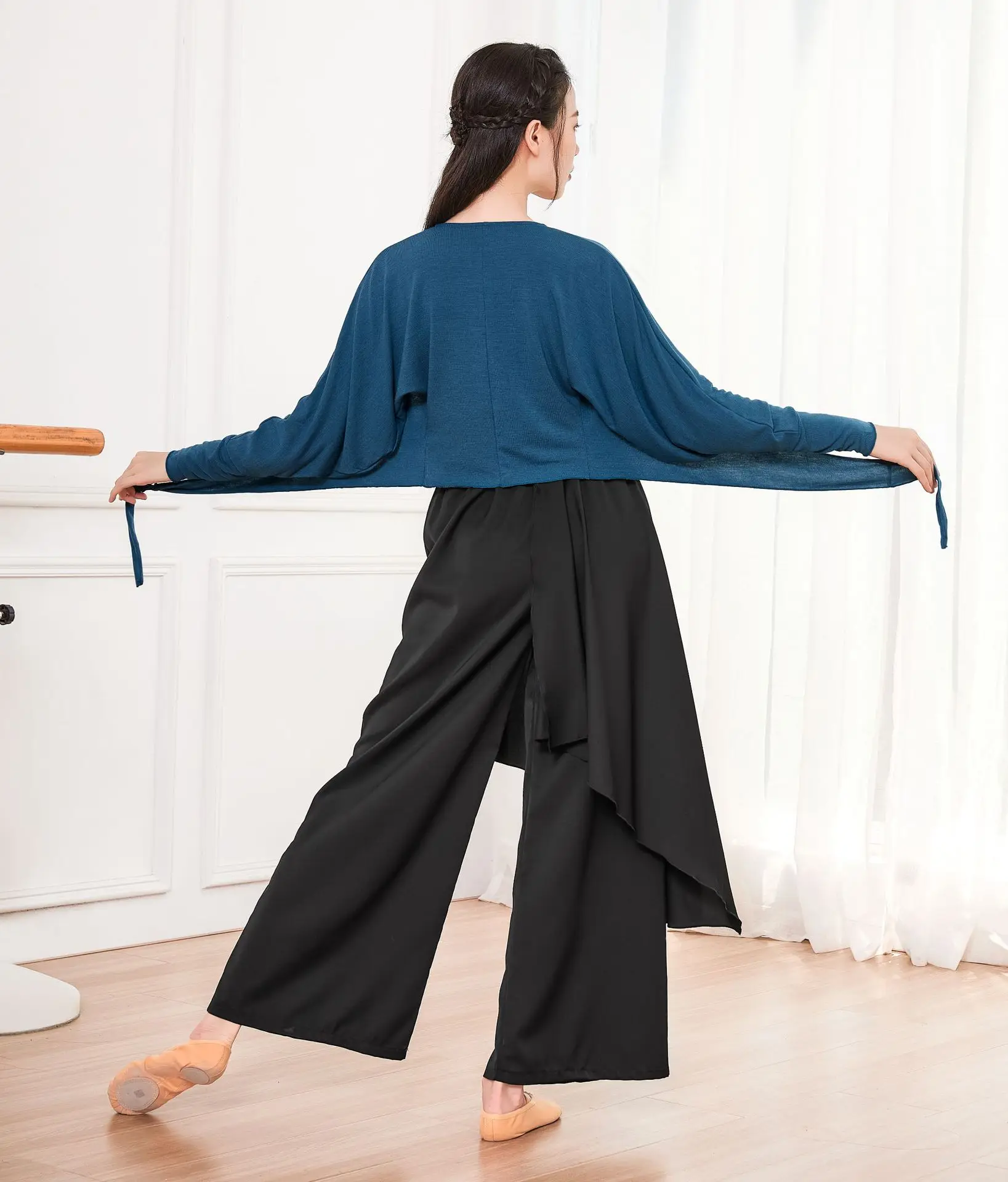 Women Modern Dance Pants Loose and Elegant 2 Layer Wide-Leg Pants Classical Dance Jazz Dance Stage Performance Practice Pants