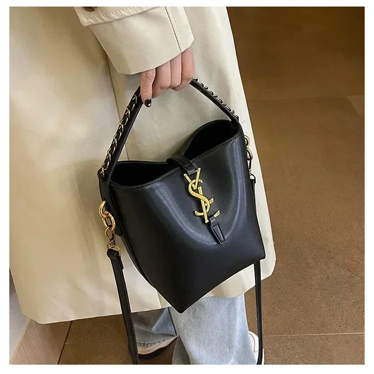 

Роскошная сумка-ведро 2025 года, женская многосторонняя сумка-ведро из веганской кожи, минималистичный повседневный кошелек на весну и лето"