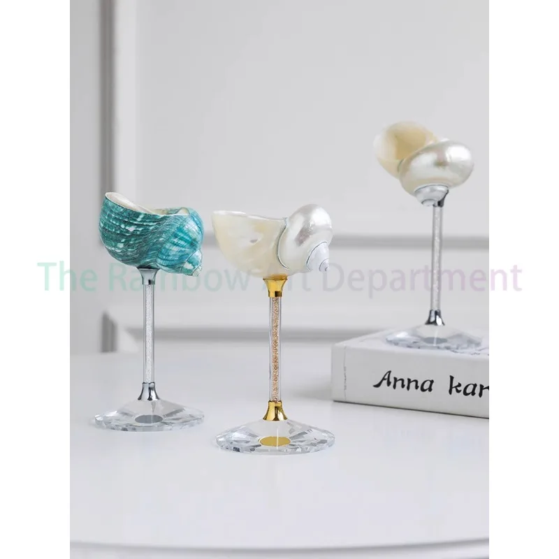 Light luxury personality natural conch shell tall glass handmade creative champagne wine glass accompanied by hand gifts