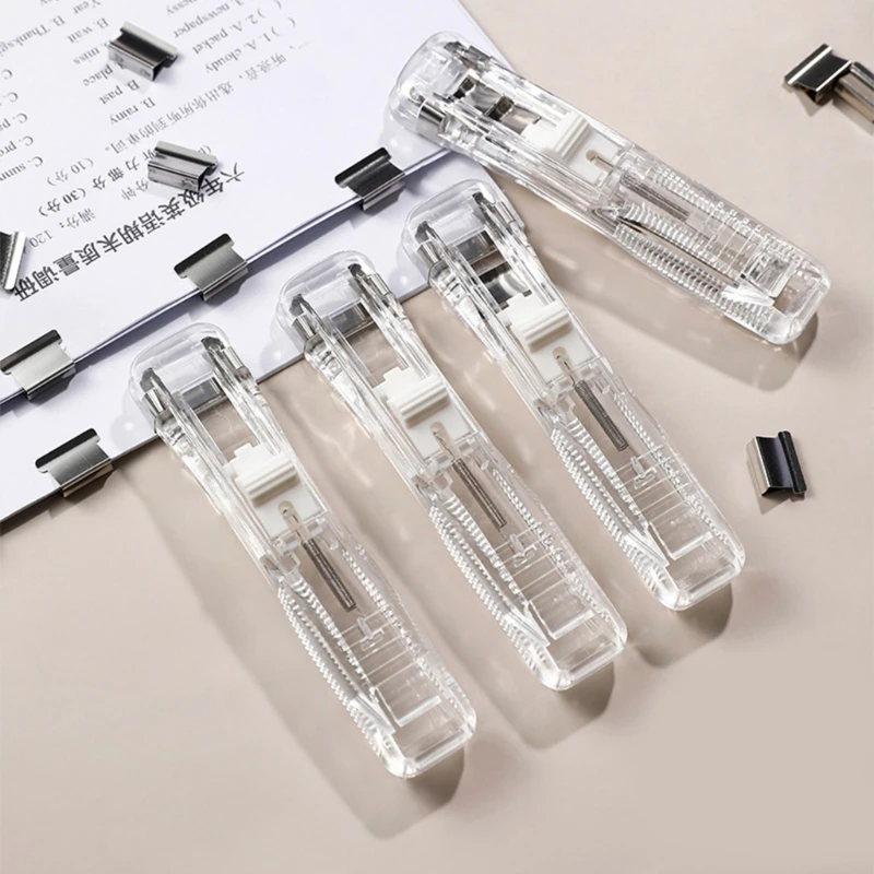 Handheld Paper Clip Clamp Dispenser Refillable File Clamp Holder for Office
