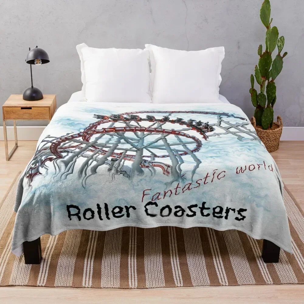 Roller Coasters - Fantastic world Throw Blanket Flannel Soft Plush Plaid anime Winter beds Blankets