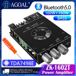 DC15-36V-módulo amplificador de potencia de Audio, placa amplificadora de ajuste de graves altos, TDA7498E 160WX2, Bluetooth, ZK-1602T