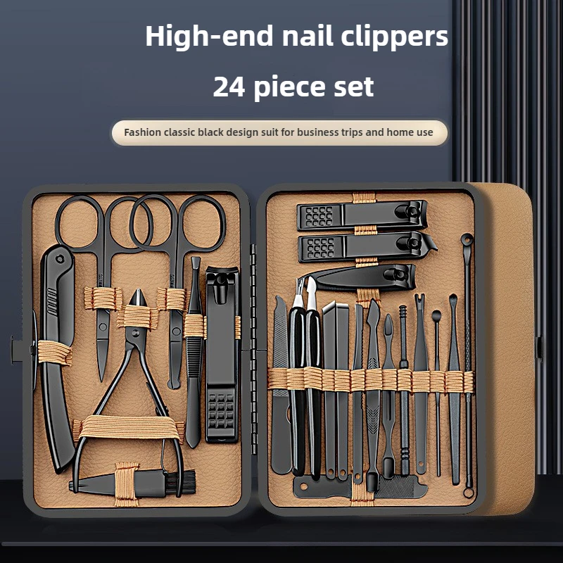 7/16/24Pcs Nail Clipper Set, Complete Black Nail Clipper Series, Ultra-Sharp and Durable Nail Clippers, Professional Quality Nai