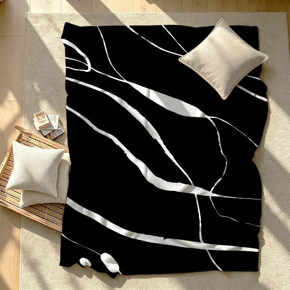 Art Abstract Black Line Blanket Soft Warm And Thick Perfect For Bedroom Living Room Bed Sofa Camping Picnic Office Gift