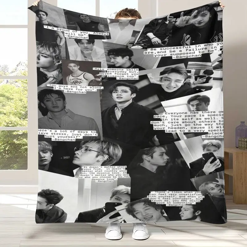SK Korean B-Bangs C-Chans Star Chk Chk Boom Flannel Throw Blanket,Cozy Warm Blanket for Bed,Sofa,Living Room,Camping,Home Decor